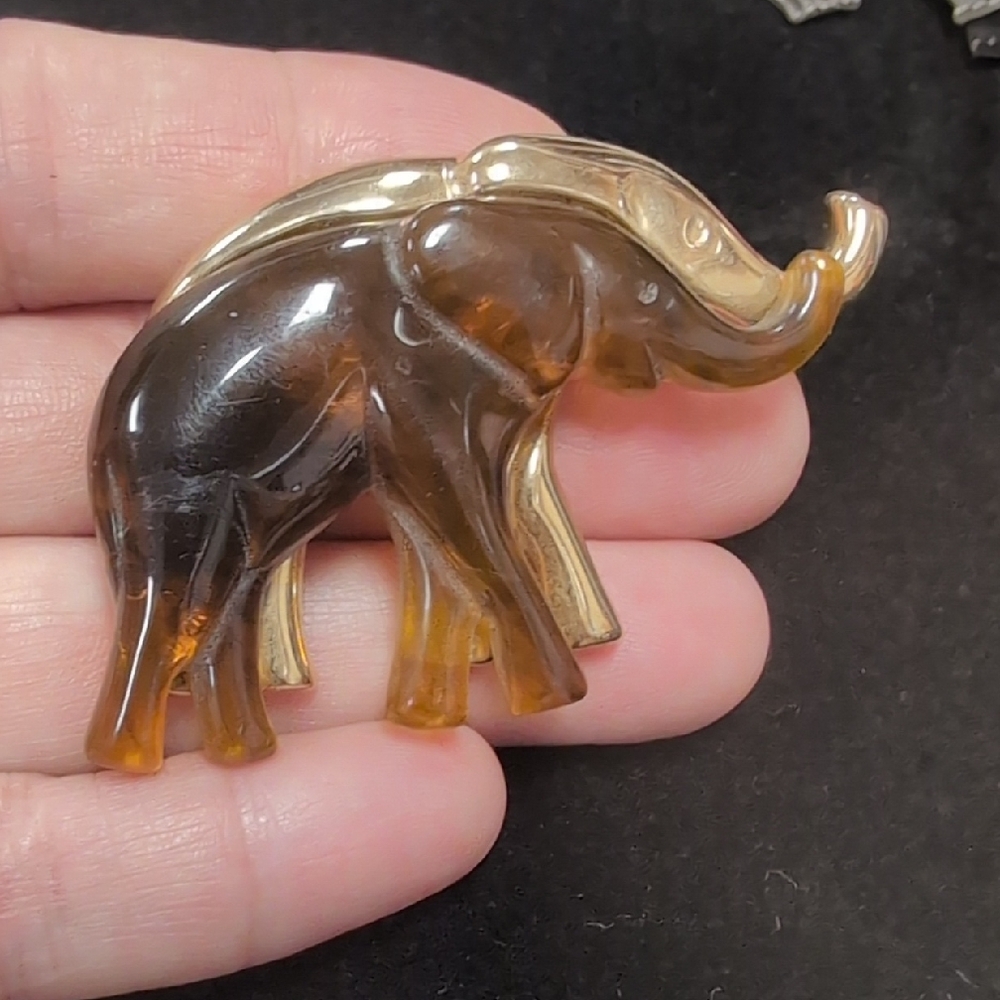 Liz Claiborne Brown and Gold Elephant Brooch